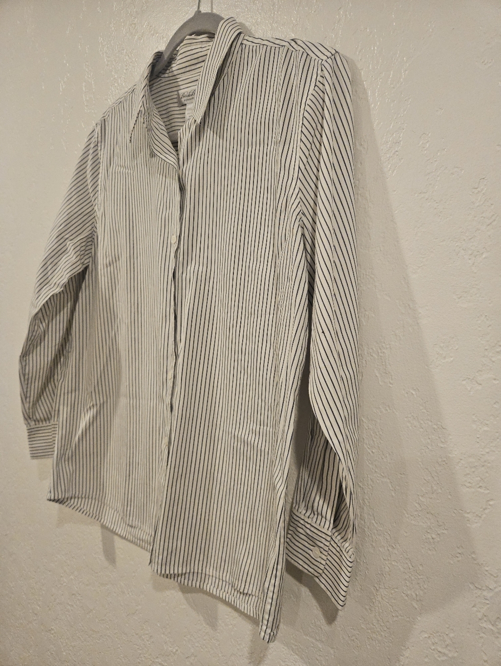 Brooks Brothers Womens Shirt Navy Blue Thin Striped 100% Cotton Vintage From 80s - Picture 2 of 5